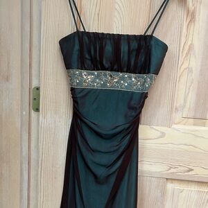 Taboo Strapless Dark Green Dress with Embellished Band